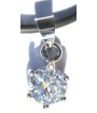 pendentif strass, cordon pvc fermoir argent