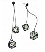 Boucles d'oreilles noires, strass dans cage